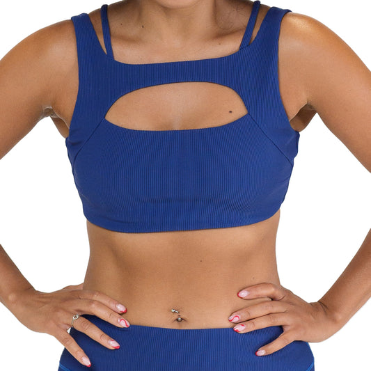 navy ribbed sports bra