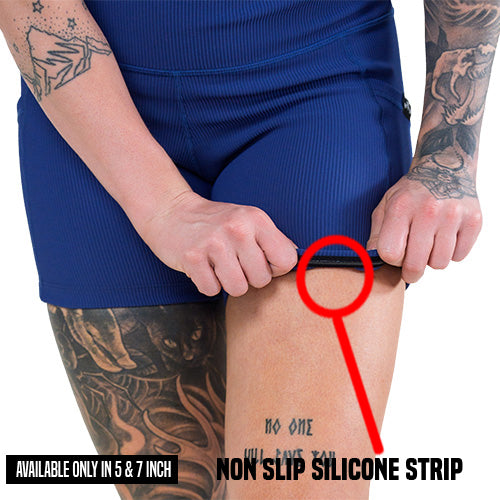 non slip strip on the navy ribbed shorts