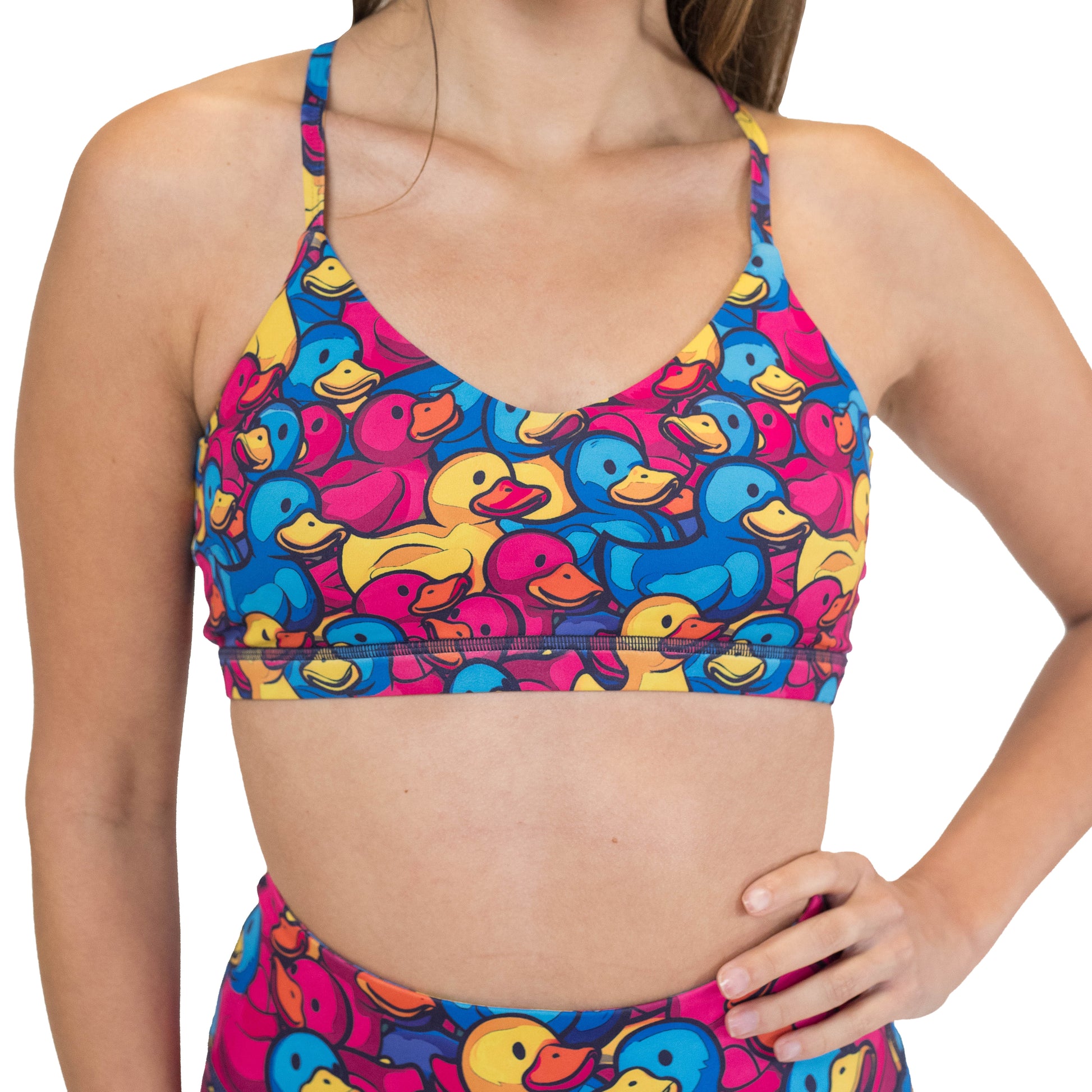 rubber duck print sports bra