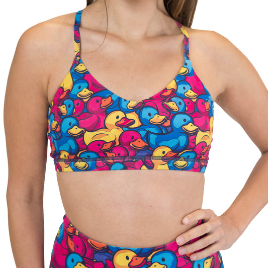 rubber duck print sports bra