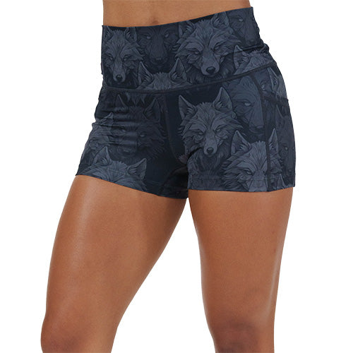 2.5 inch black and grey wolves patterned shorts