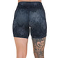 back of the 5 inch black and grey wolves patterned shorts