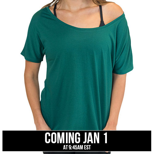 jade green colored slouchy tee coming soon