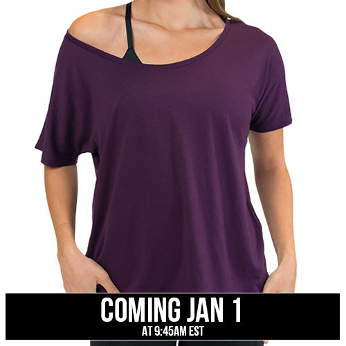 plum colored slouchy tee coming soon