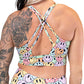 back of the smiley face patterned sports bra