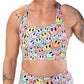 smiley face patterned sports bra