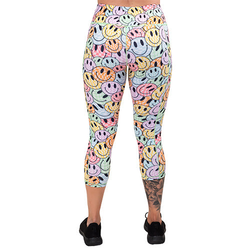 back of the smiley face patterned leggings