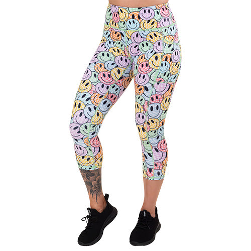 smiley face patterned leggings