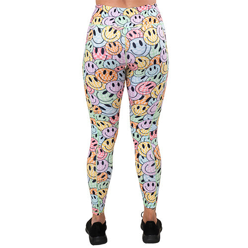 back of the smiley face patterned leggings