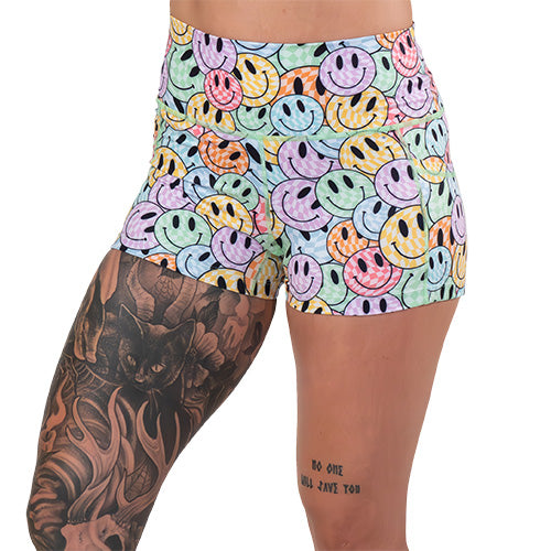 2.5 inch smiley face patterned shorts