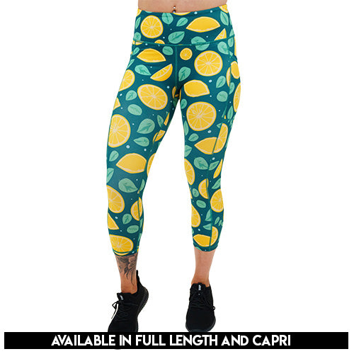 lemon patterned leggings available in full and capri length