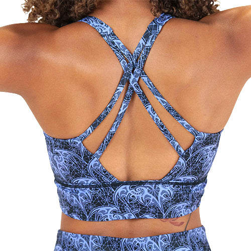 back of the bat lace patterned bra