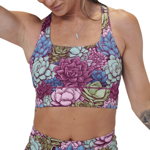 colorful succulents sports bra