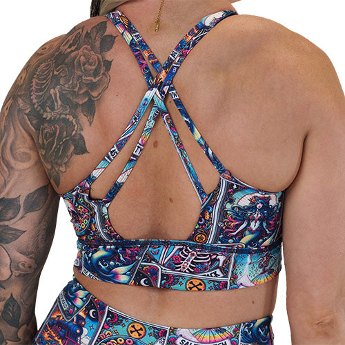 back of the tarot cards print sports bra