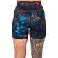 back of 5 inch lava themed shorts