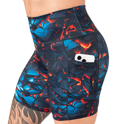 side pocket on the lava themed shorts