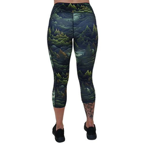 back of the capri length tree patterned leggings