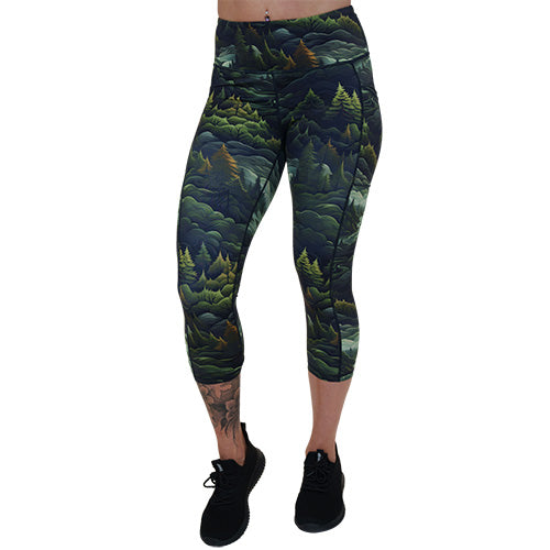 capri length tree patterned leggings