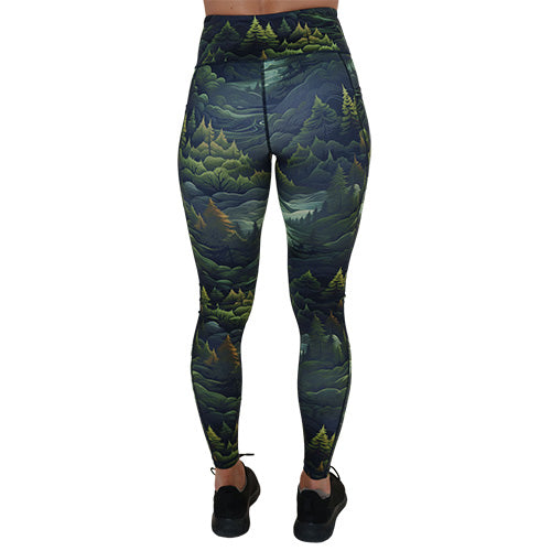 back of the full length tree patterned leggings