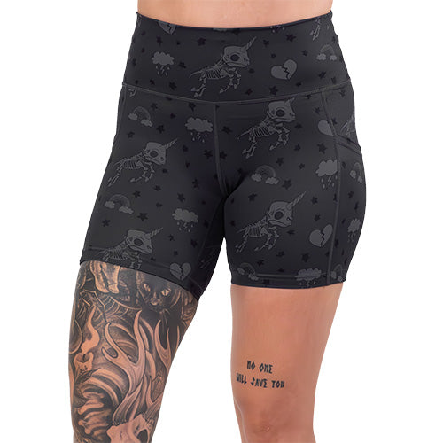 5 inch unicorn skull patterned shorts