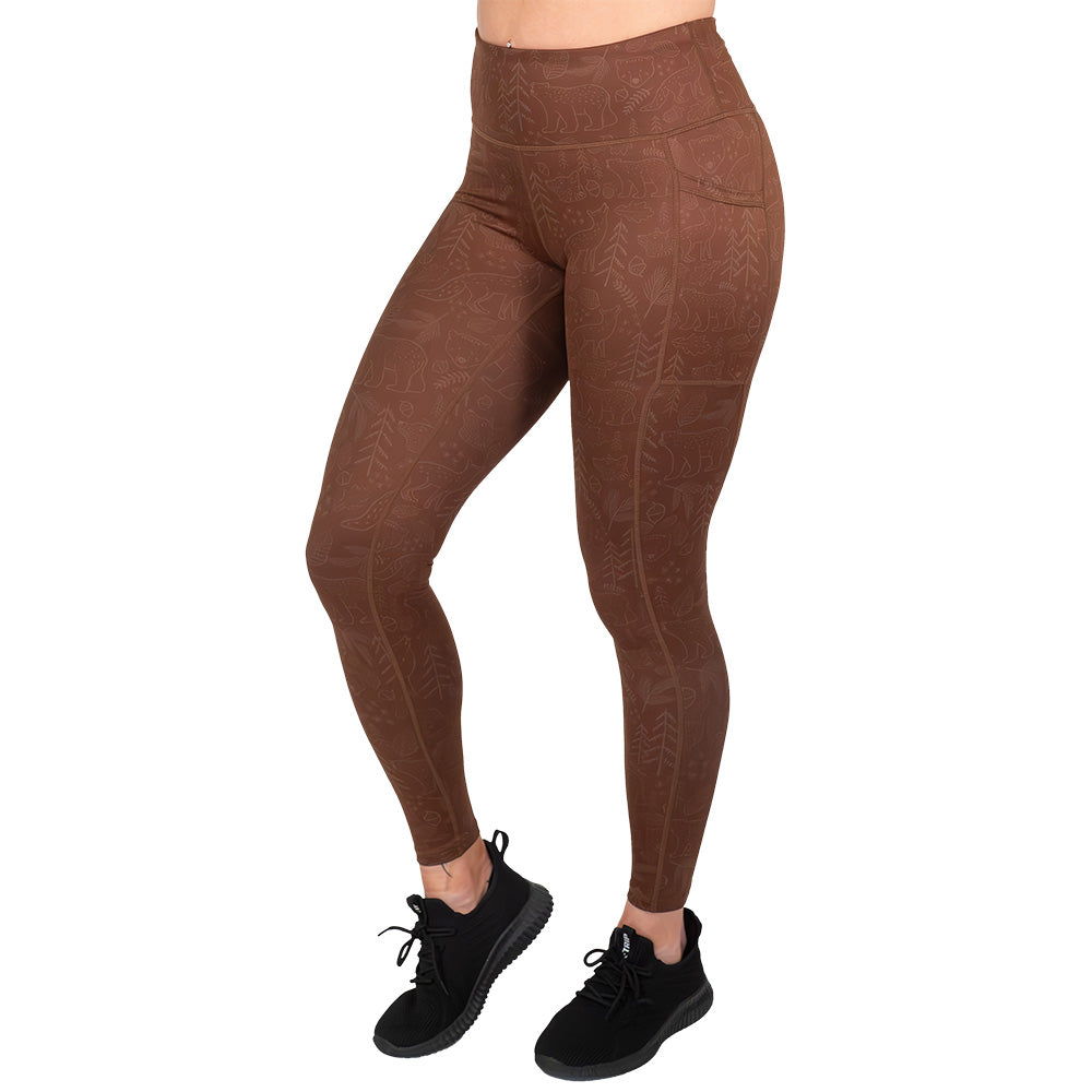 brown leggings with animal outlines on them