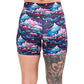 back of the 5 inch snowy mountain patterned shorts