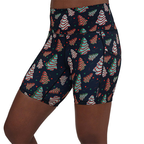 5 inch Christmas tree print shorts