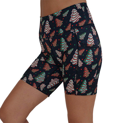 7 inch Christmas tree print shorts