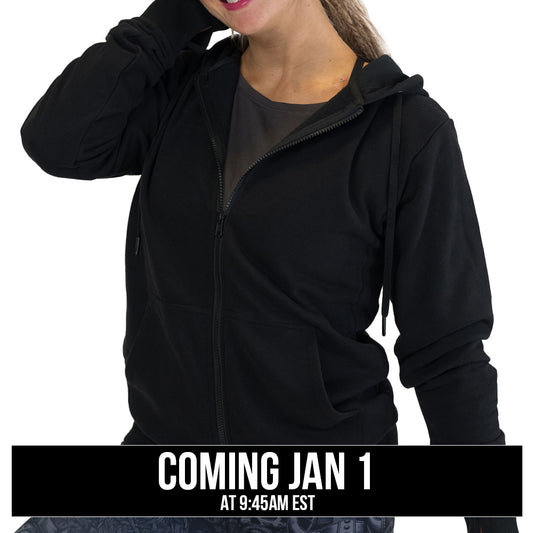 black zip up sweatshirt coming soon