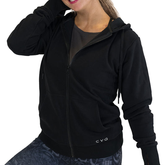 black zip up sweatshirt