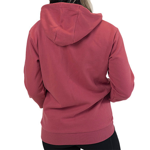 back of the dark pink zip up sweatshirt 