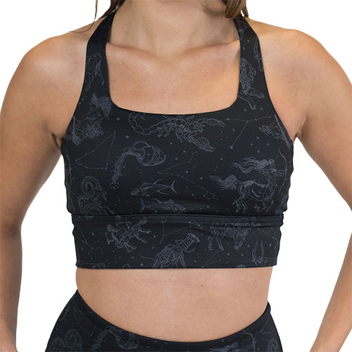 zodiac print sports bra