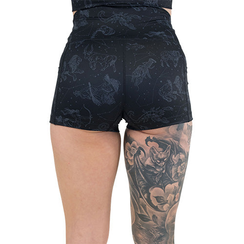 back of the zodiac print shorts