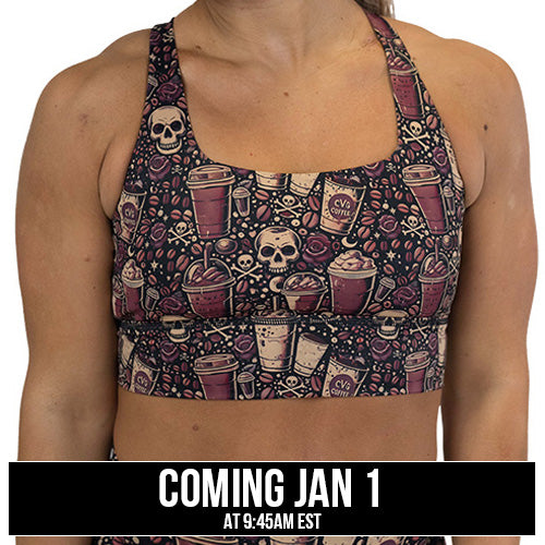 coffee and skull print sports bra coming soon