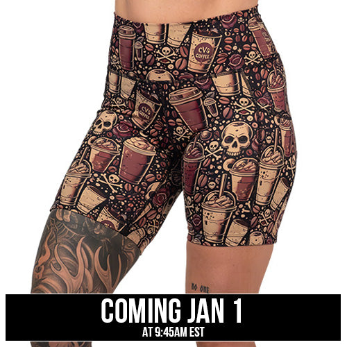 coffee and skull print shorts coming soon