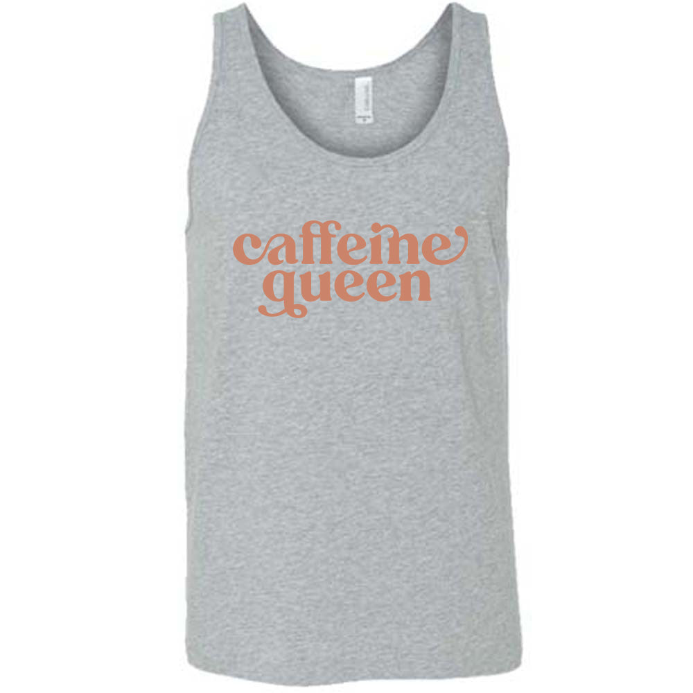 grey shirt with the text "Caffeine Queen" on it