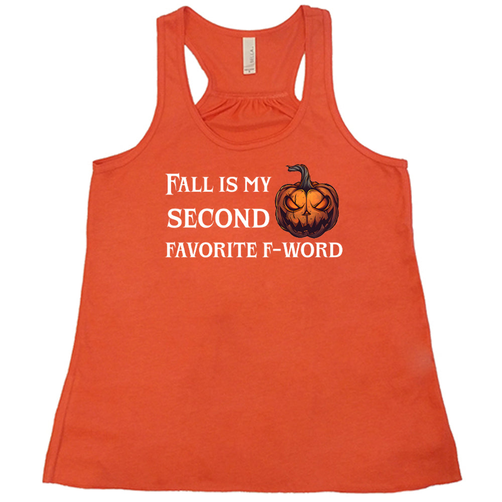 coral shirt with the quote "Fall Is My Second Favorite F-Word Pumpkin" on it