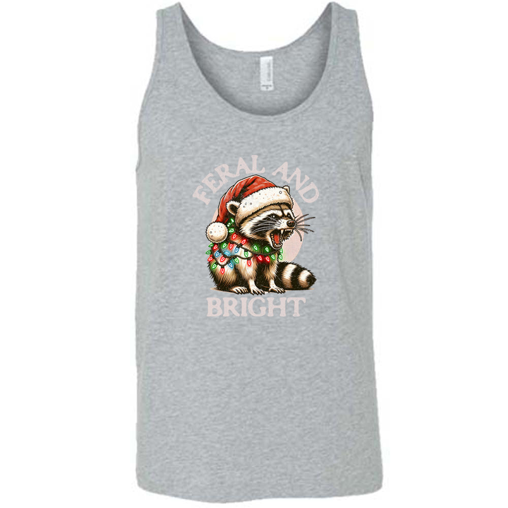 grey shirt with the text "Feral And Bright" with a raccoon graphic on it