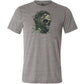 grey shirt with a tree skull graphic in the middle