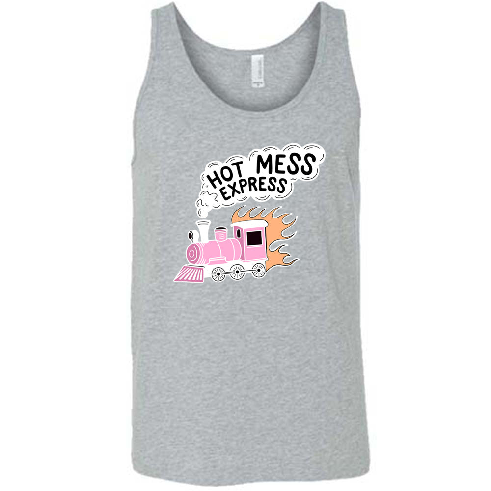 grey shirt with the text "Hot Mess Express" on it