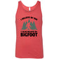 red shirt with the text "I Believe In You I Also Believe In Bigfoot" on it