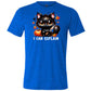 blue shirt with the text "I Can Explain" and a kitten with a knife graphic on it 