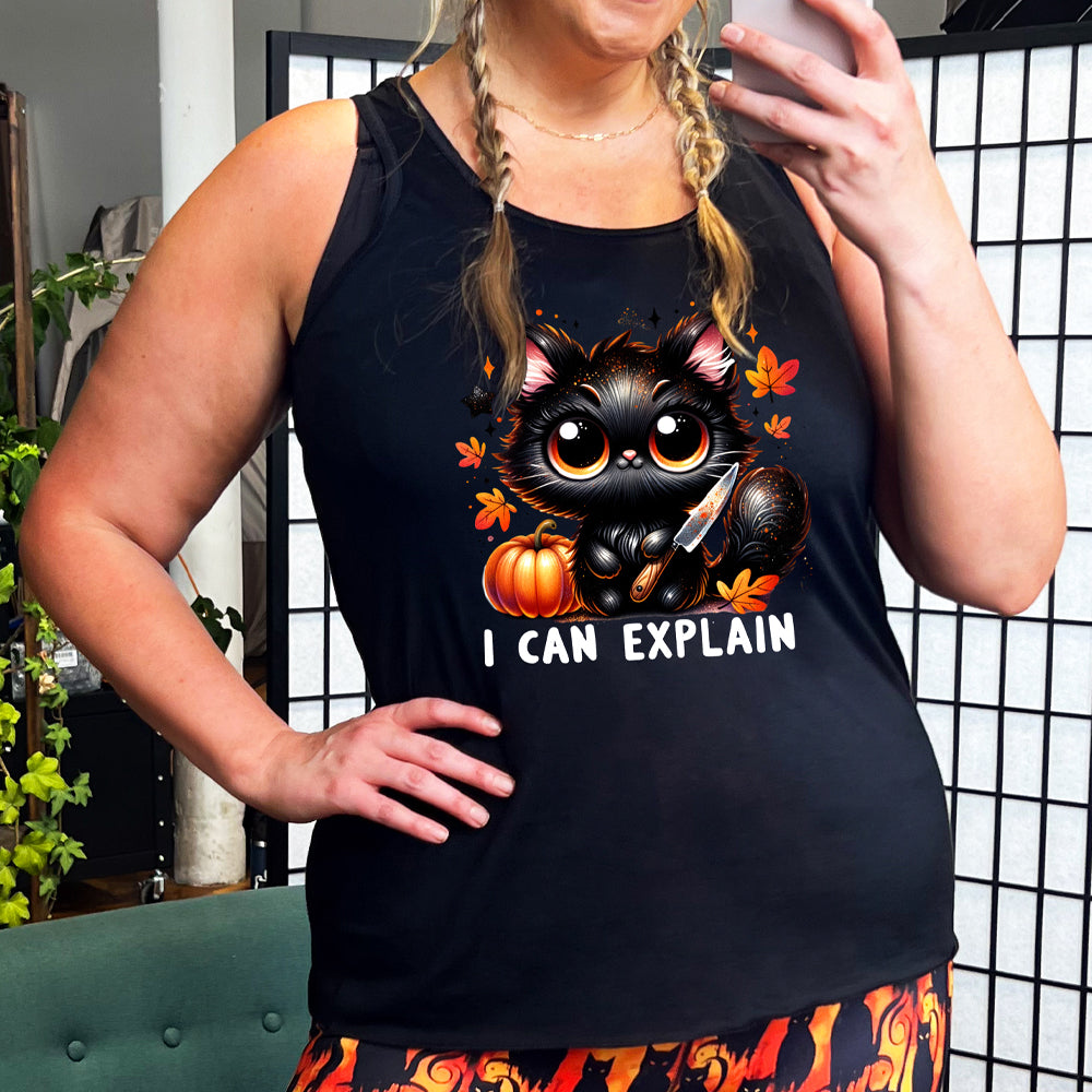 black "I Can Explain" Racerback Shirt 