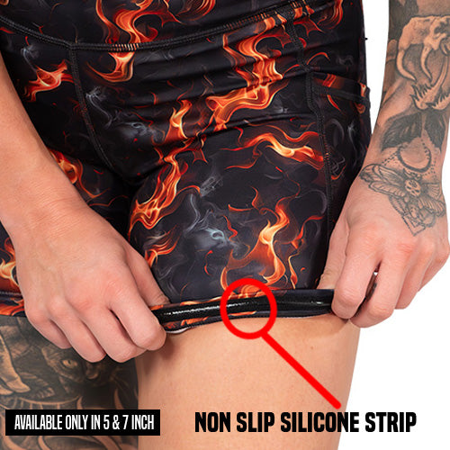 non slip strip on the flame print shorts