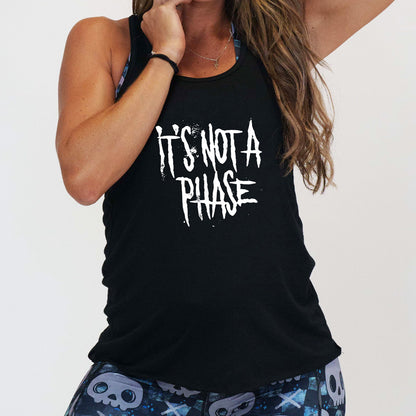 black shirt with the text "It's Not A Phase" on it