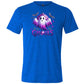 blue shirt that has a ghost graphic on it with the text "Let's Go Ghouls" on it