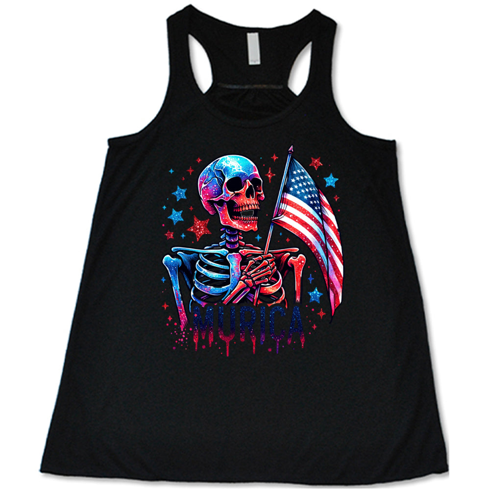 black Murica Skeleton Tank Top