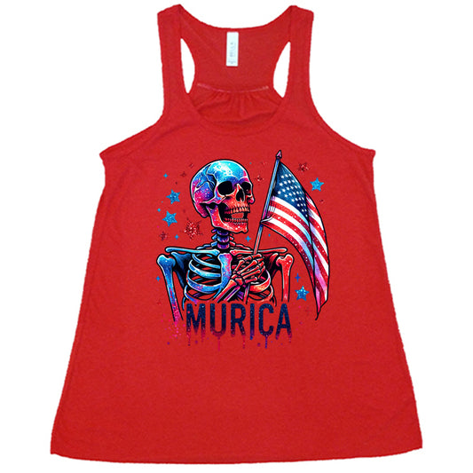 red Murica Skeleton Tank Top