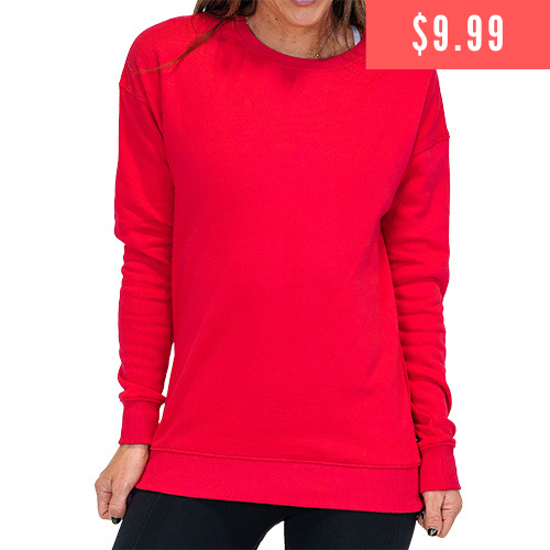 $9.99 discounted red basic crew neck