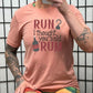 peach shirt with the text "Run? I Thought You Said Rum" on it